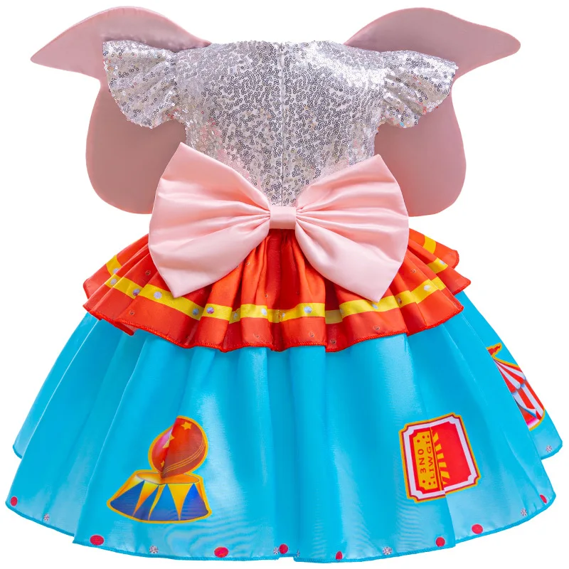 The Litter Flying Elephant Dumbo Dress for Girl Kids Cute Ball Gown With Big Ears Baby Halloween Clothes Children Cartoon Dress