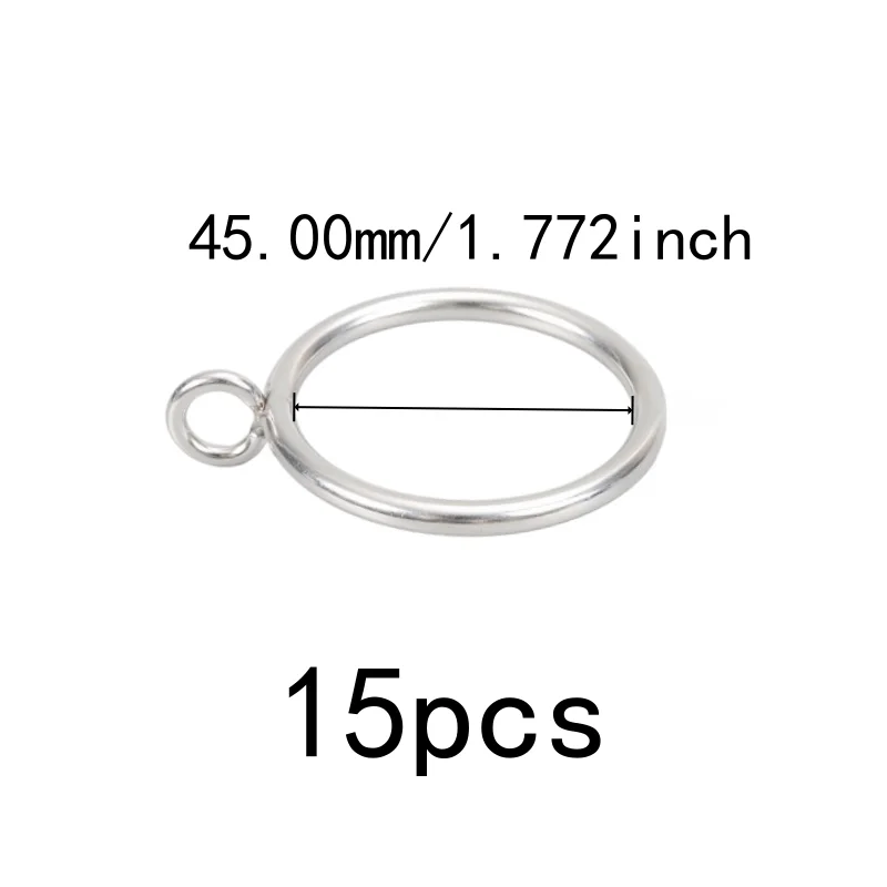 15 pcs 45mm Curtain Rings with Holes, Living Room Window Curtain, Silver Iron Material, Smooth Sliding On Rod