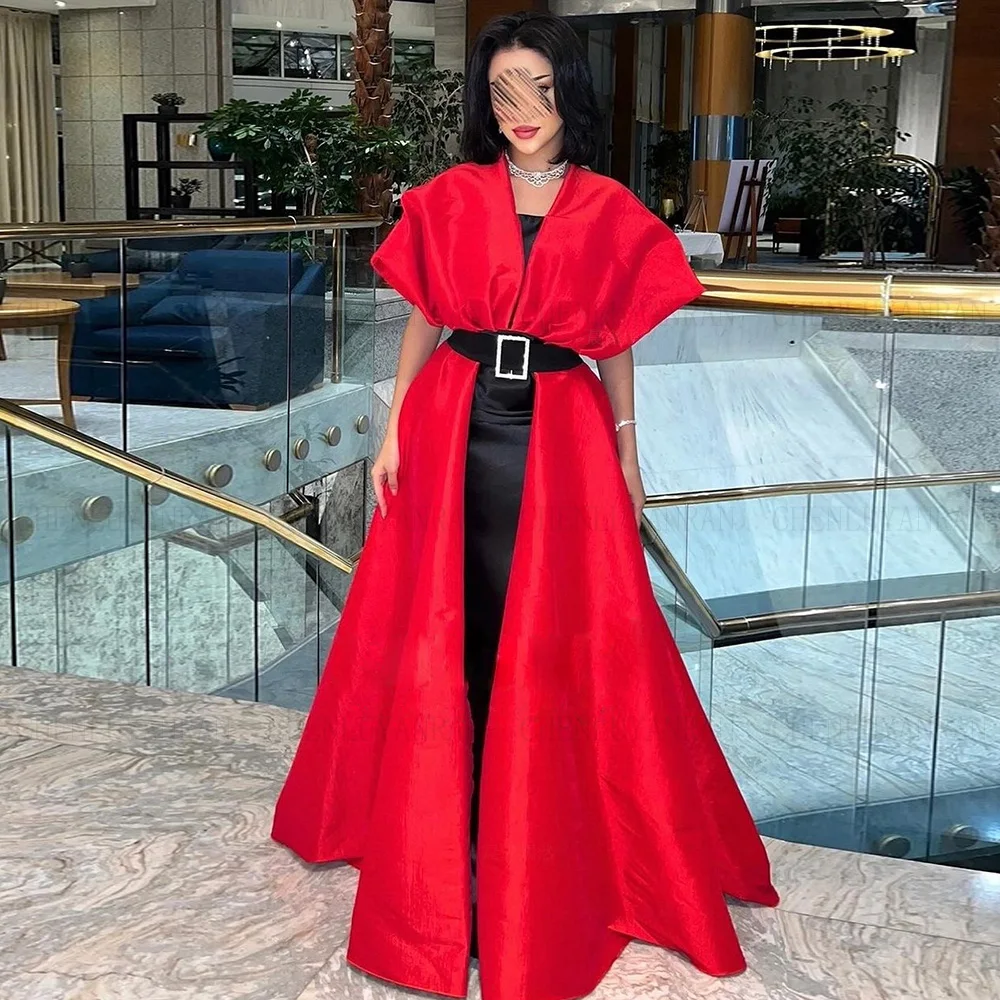 

Red Satin Formal Occasion Dresses 2024 Detachable Train Long Ball Gowns High Quality Sexy Evening Party Gown فساتين الحفلات