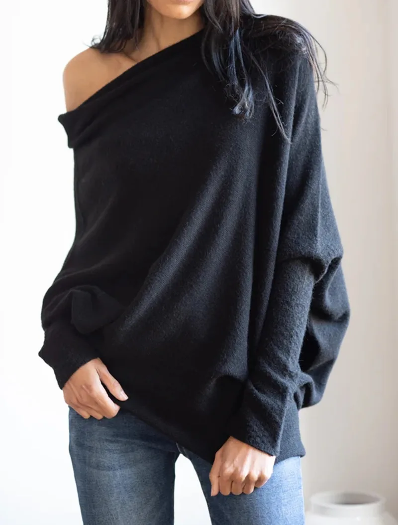 Solid Color Crew Neck Long Sleeve Amazon European And American Comfortable Style Knit Sweater