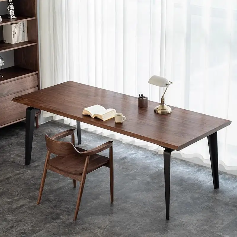 Nordic solid wood large board table North American black walnut dining table simple