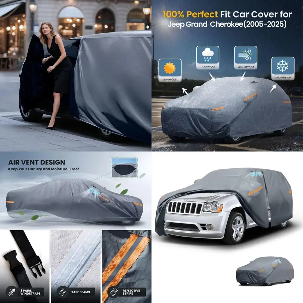 

Breathable Vented Grand Cherokee Car Cover (2005-2025) with Premium Cotton Lining and Zippered Access, UV Protection, Includes T