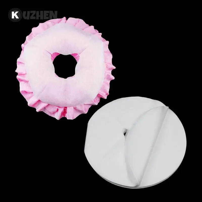 100pcs/Bag Non-Woven Disposable Face Pad SPA Pillow Cover Salon Massage Bed Table Face Hole Cover Spa Massage Breathing Sheet