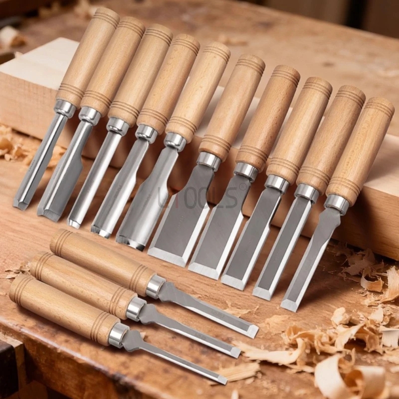 

Woodworking Chisel Set Durable Manganese Steel Multifunctional Scraper Multi Specification Spoon Trimming Hand Carving Tools Set