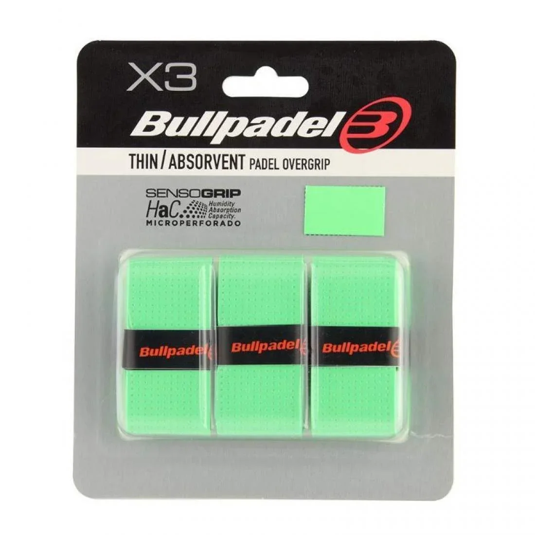 Blister Bullpadel 3 Overgrips GB1705 green perforated Senso