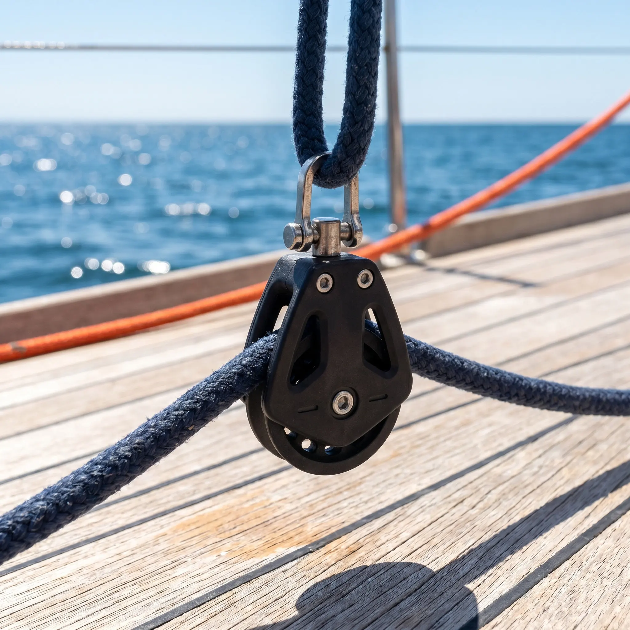 Single Swivel Pulley Block Stainless Steel and Nylon Material High Load Plain Bearing for Boating Sailing Kayak Lifting Tool