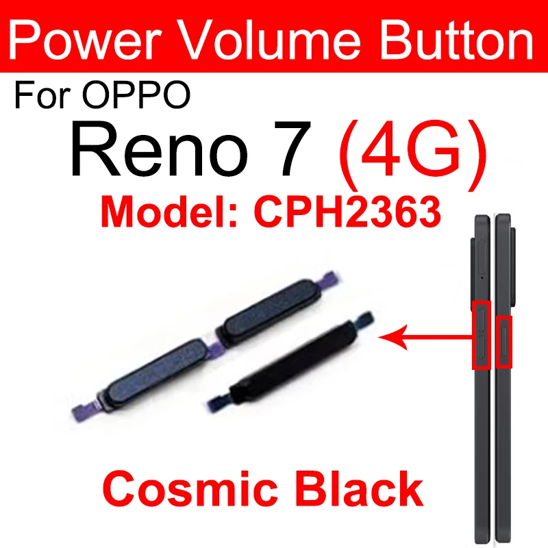 1 Set For OPPO Reno 7 7Se 7Z 4G 5G Power Volume Buttons On Off Power Volume Up Down   Side Buttons Keypads Flex Cable Parts