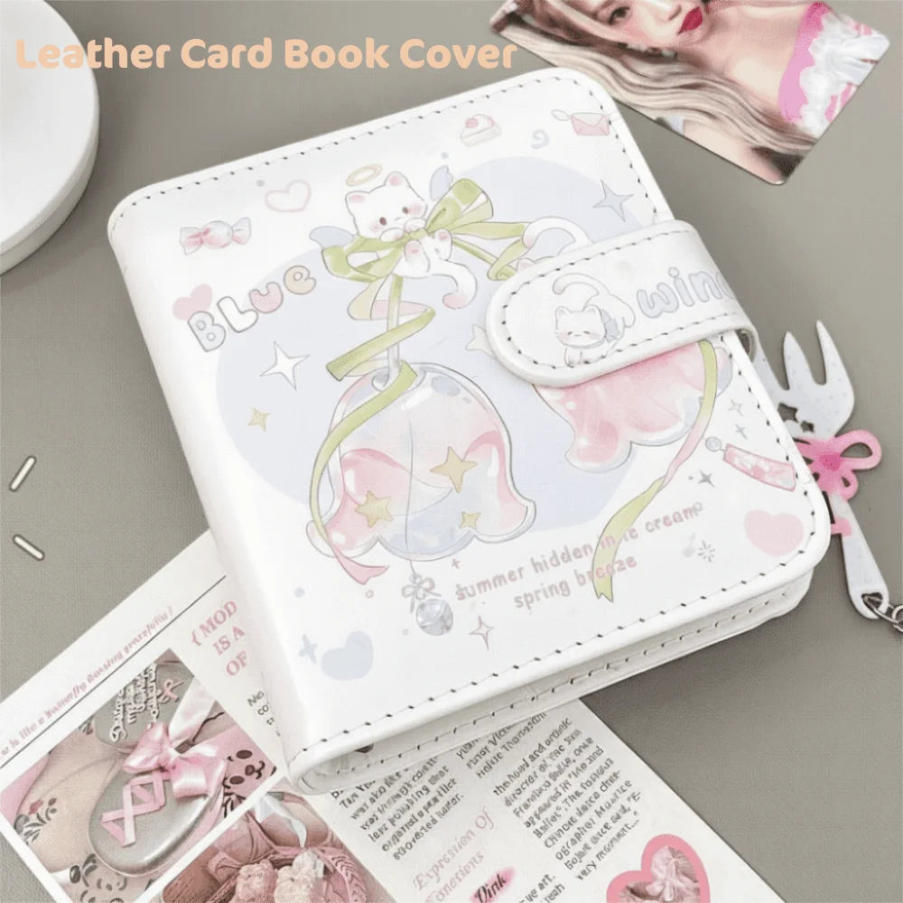Portable Card Book M5 Cartoon Pattern Grid Card Album 20 Inner Pages Leather Cover Polarized Photo Album Card Photo Collection