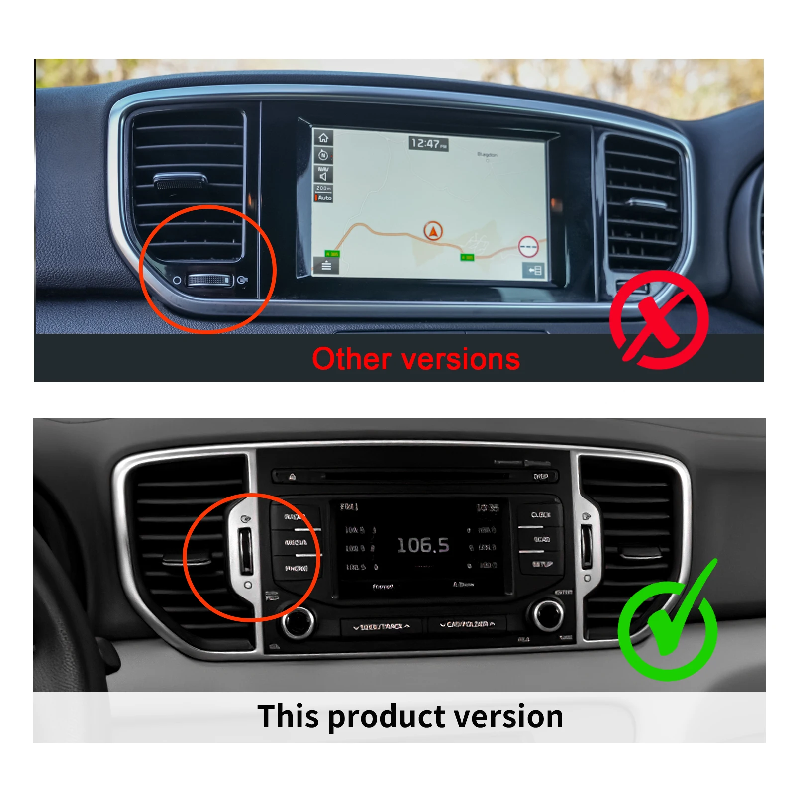 For Kia Sportage 2017 2018 2019 LHD RHD Real Soft Carbon Fiber Sticker Car Central Center AC Outlet Interior Trim Accessories