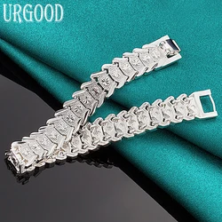 925 Sterling Silver Big Wide Wristband Chain Bracelet For Women Men Party Engagement Wedding Fashion Jewelry