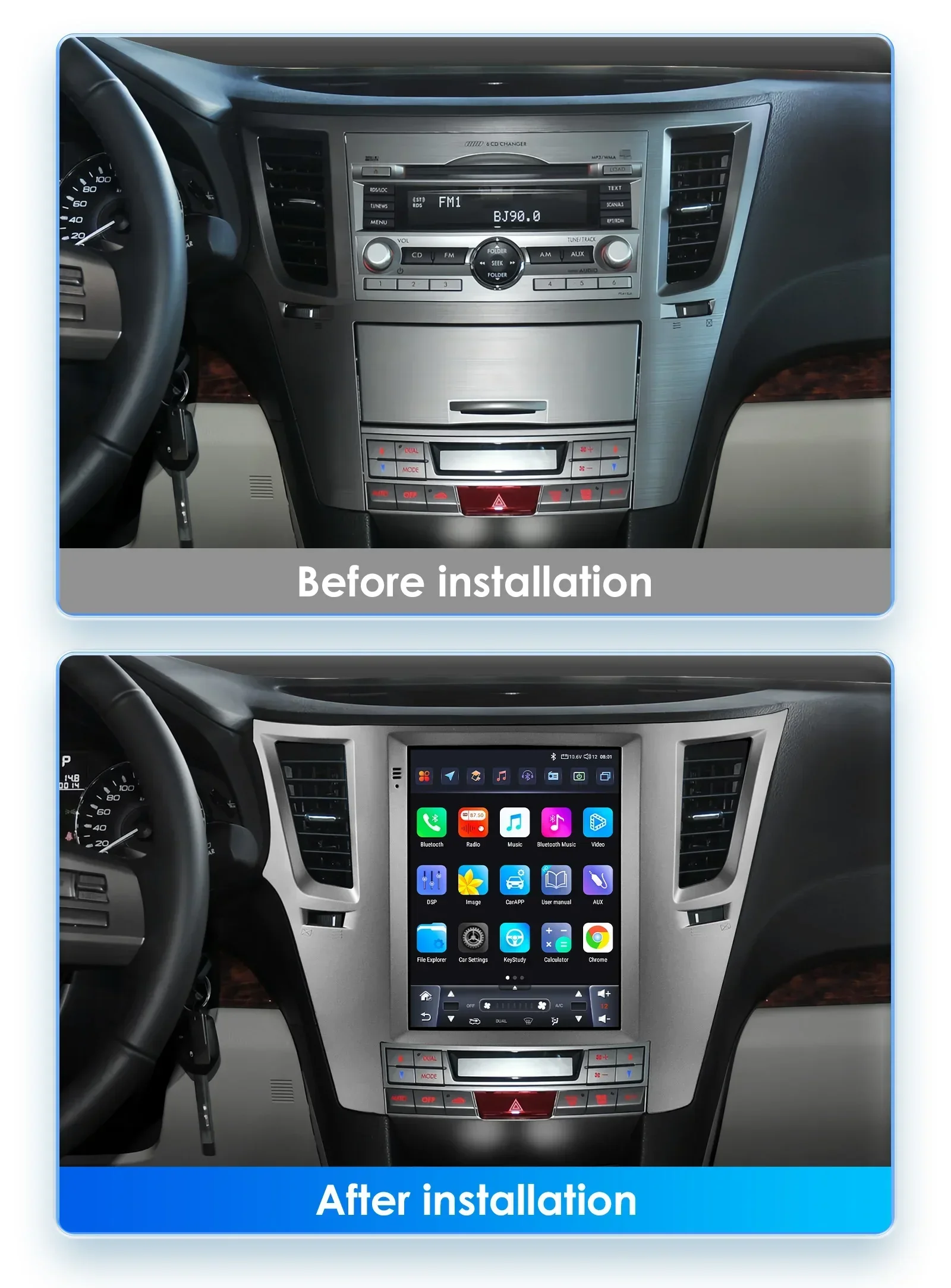 Hizpo Android 13 Autoradio For Subaru Outback lmpreza Legacy 2009-2014 Tesla Style Vetical Screen Navi Stereo Multimedia Carplay