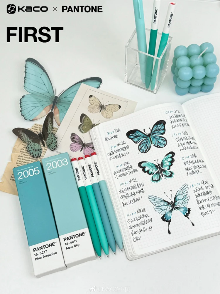 Kaco niedlichen Gel Tinte Stift Set, 0,5mm x 2 schwarze Tinte Dual Ball Feder Schreibstifte, jährliche Farbe Kawaii Ästhetik Briefpapier ideales Geschenk