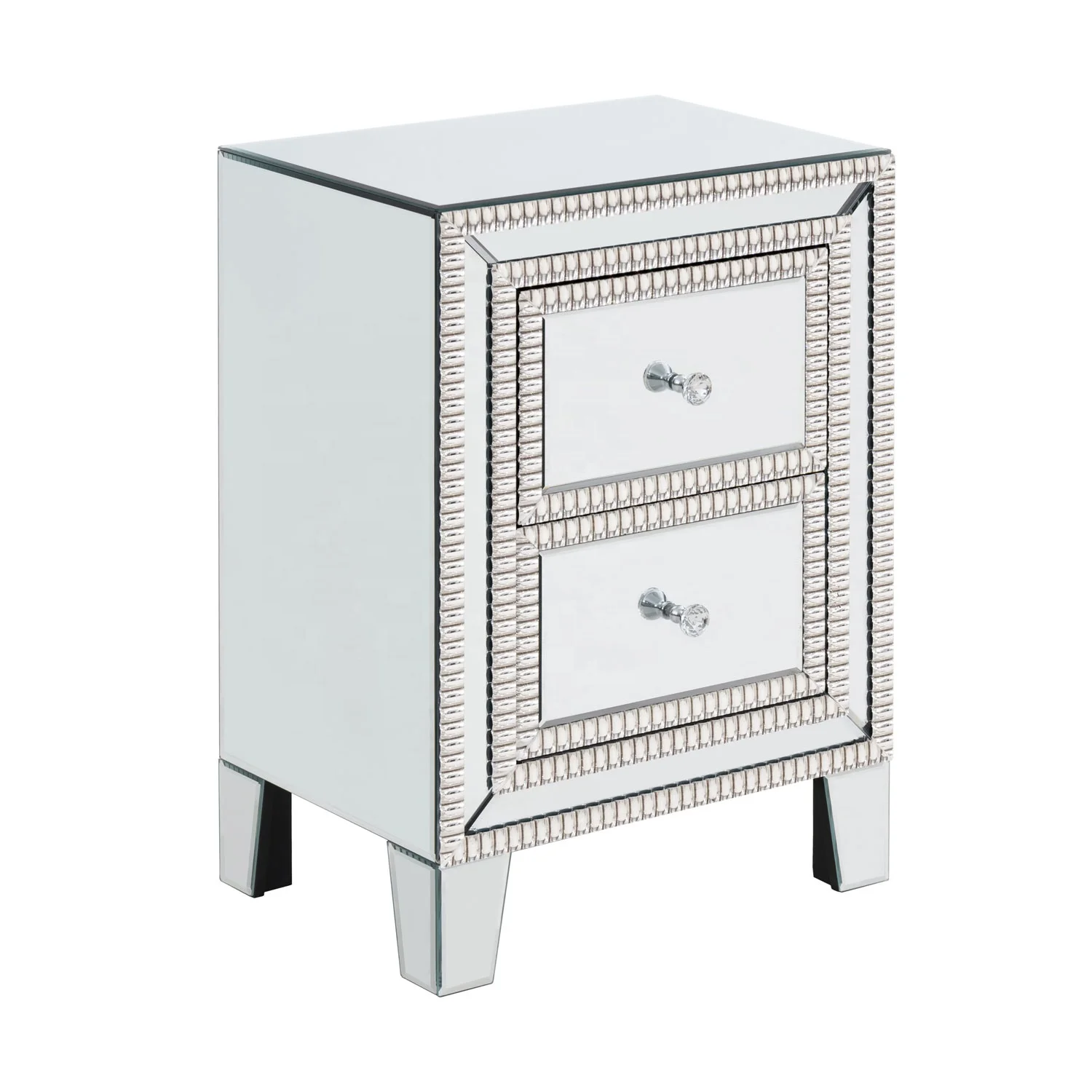 Mirrored Glass Nightstand, Mirrored Luxury Bedside Table, Bedroom Cheaper Nightstand