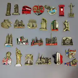 Creative Metal Fridge Magnet World Famous Landscape And Building Craftwork London Paris Dubai Singapore America Tourism Souvenir