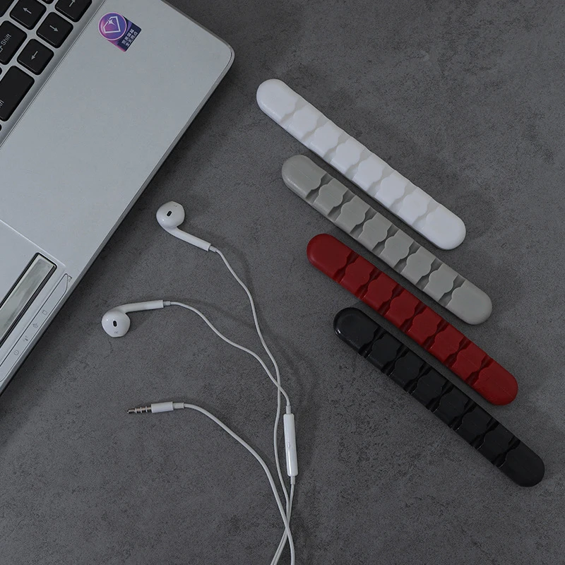 Solid Color Self-adhesive Silicone Magnetic Cable Organizer Cables Holder Silicone Flexible Desktop Clips Mouse Wire Organizer