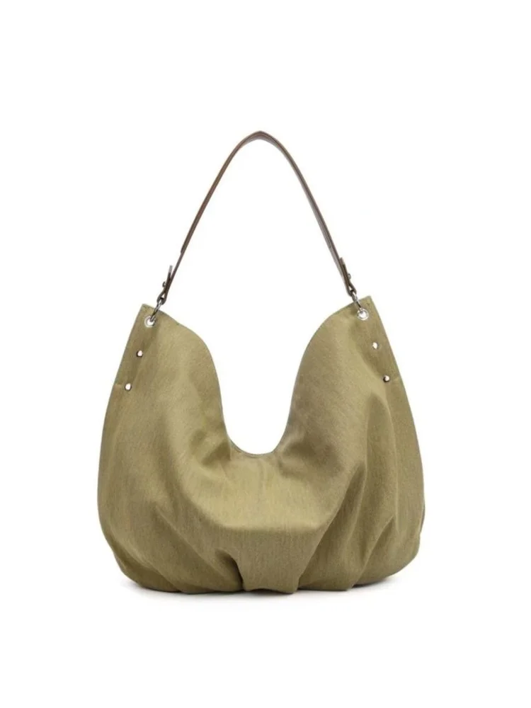 

2025 New Retro Large Capacity Canvas Versatile Tote Bag for Students in Class Commuting Shoulder Bags