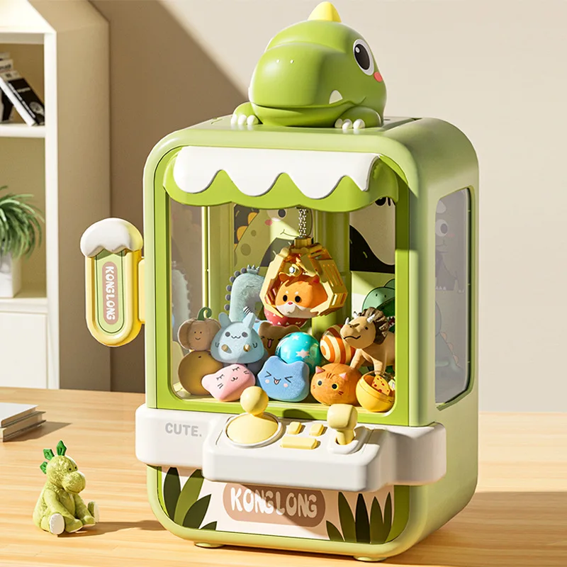 Family Game Doll Claw Machine para meninos e meninas, tamanho grande, operado por moedas, dinossauro, coelho, clipe, brinquedo infantil, presentes