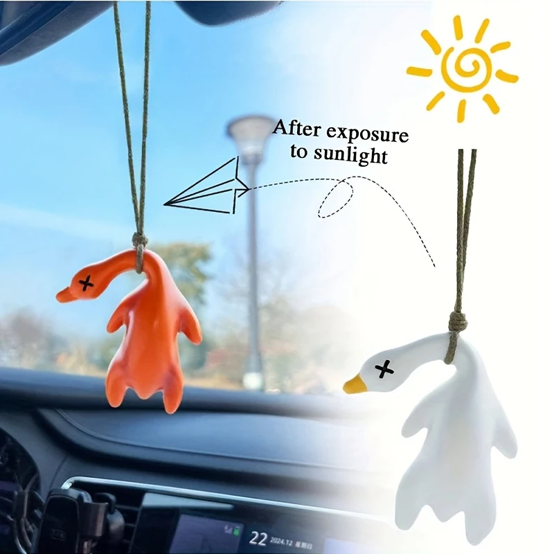 Roasted Duck for the Sun - Car Color Changing Roast Duck Pendant UV Color Changing Car Pendant Keychain Backpack Pendant Parts