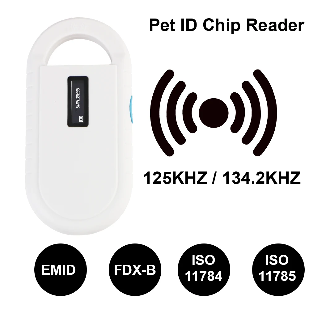 For ISO IEC 11784/5 FDX-B/EMID Animal ID Reader Pet Chip RFID Scanner Digital LCD Display Intelligent 125KHZ / 134.2KHZ