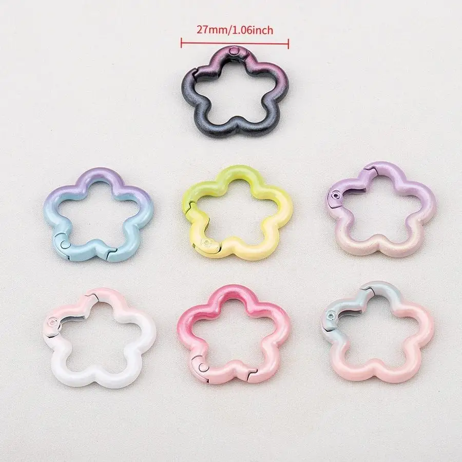 1/5/10/20/50/100pcs Flower-shaped spring-loaded door closers with a color gradient, open floral trigger-style door closer hook,