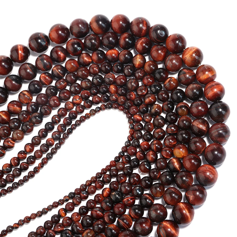 1 Strand Red Color Tiger Eye Beads Natural Stone Beads Round Loose Beads For Jewelry Making DIY Bracelets Necklace Accessories