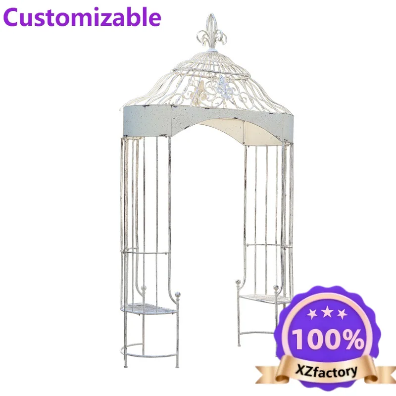 Factory Direct 2026 Outer single arch flower stand outdoor wrought iron bracket courtyard garden villa decoration arched seat ra