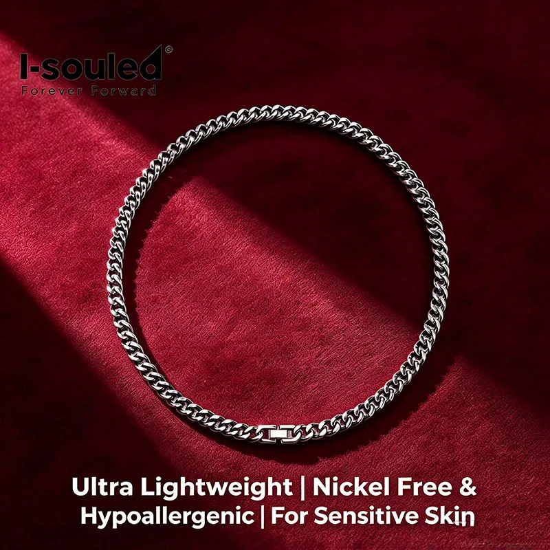 Ultra Light Pure Titanium Cuban Chain Necklace for Men 10.5mm TA1 Solid Diamond-Cut Hypoallergenic Nickel-Free Sensitive Skin Fr