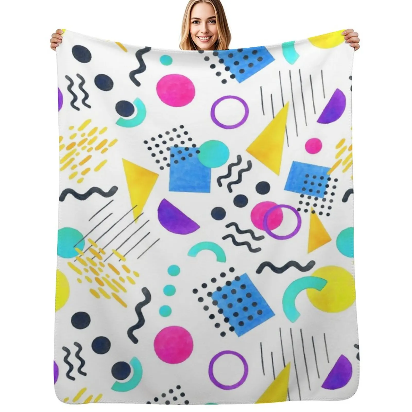Memphis style Throw Blanket Fashion Sofas Hair Bed Soft Plush Plaid valentine gift ideas sofa bed Blankets