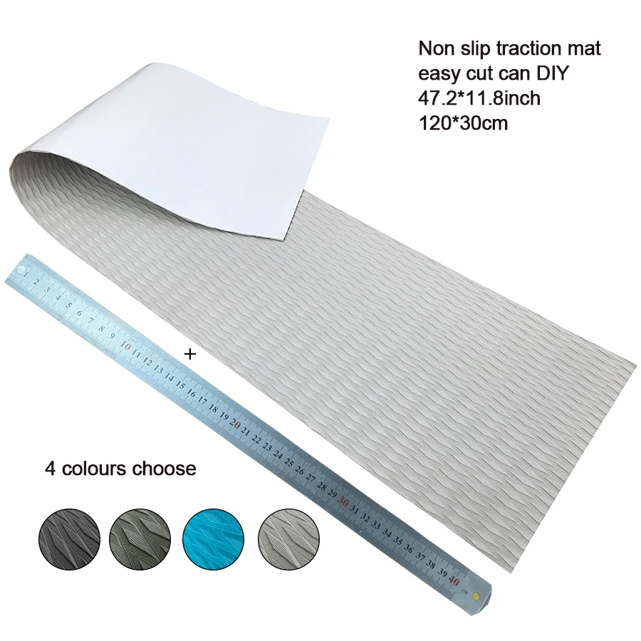 Alfombrilla de tracción antideslizante de EVA de 120x30cm para skimboard, tabla de surf, kayak, monopatín, moto acuática, SUP y regla, recortable