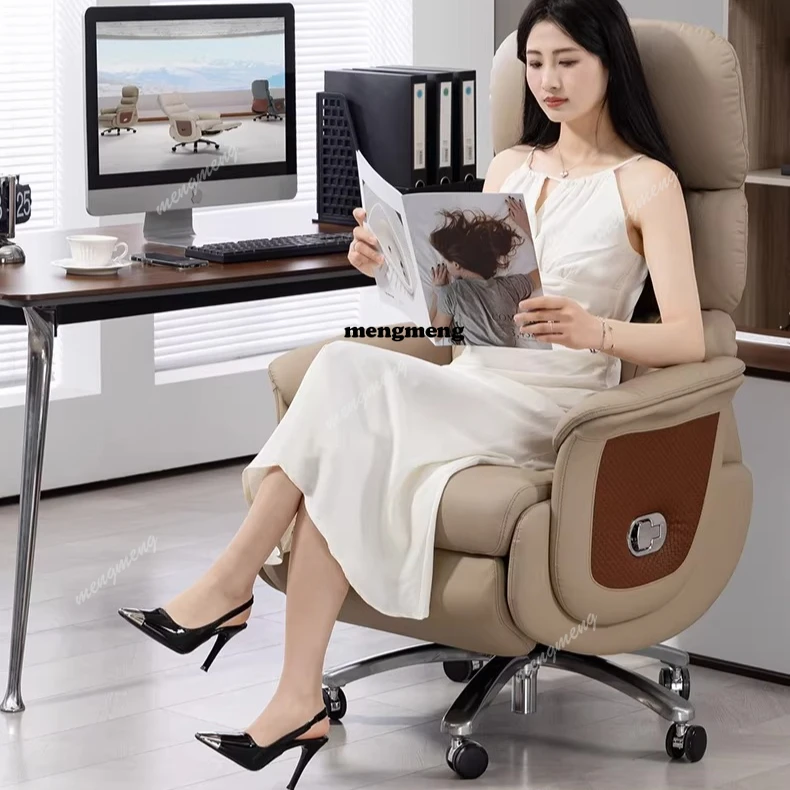 

Leather Boss Chair Electric Recumbent Business Office Chair Home Comfort Massage Computer Chair