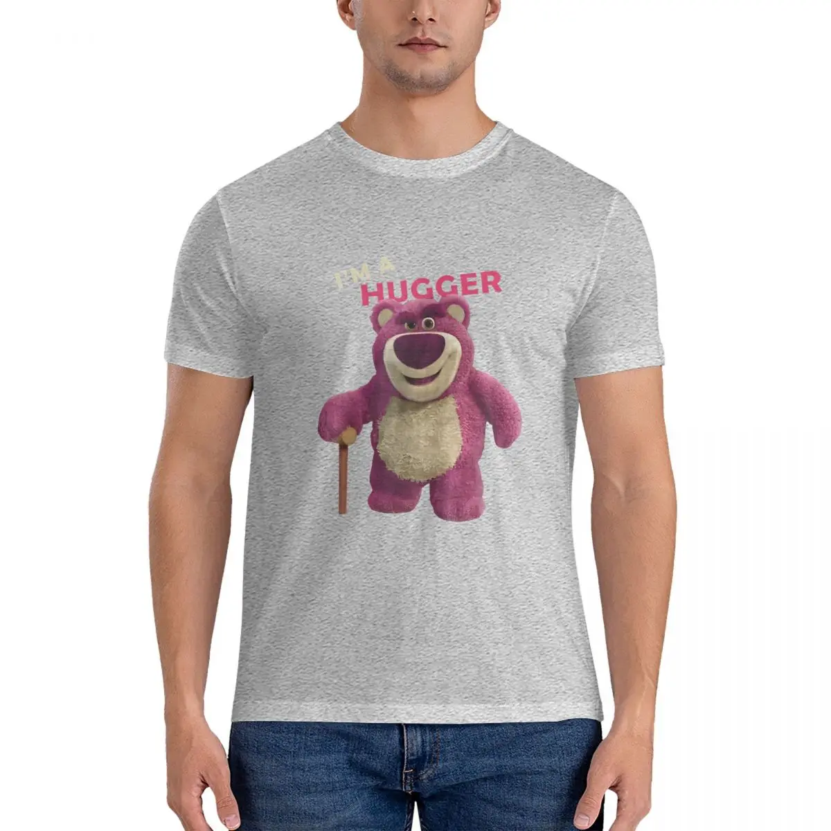 Laugh Men T Shirts Disney Toy Story Lotso Huggin Bear Funny Tee Shirt Short Sleeve O Neck T-Shirt 100% Cotton Graphic Printed