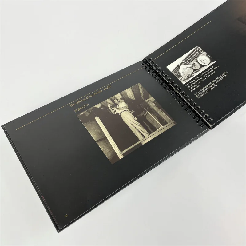 50 0.Zhang.Custom.32 pages 16.6*24.4cm hard cover wiro-o binding branding product brochure printing with cd insert slot printing