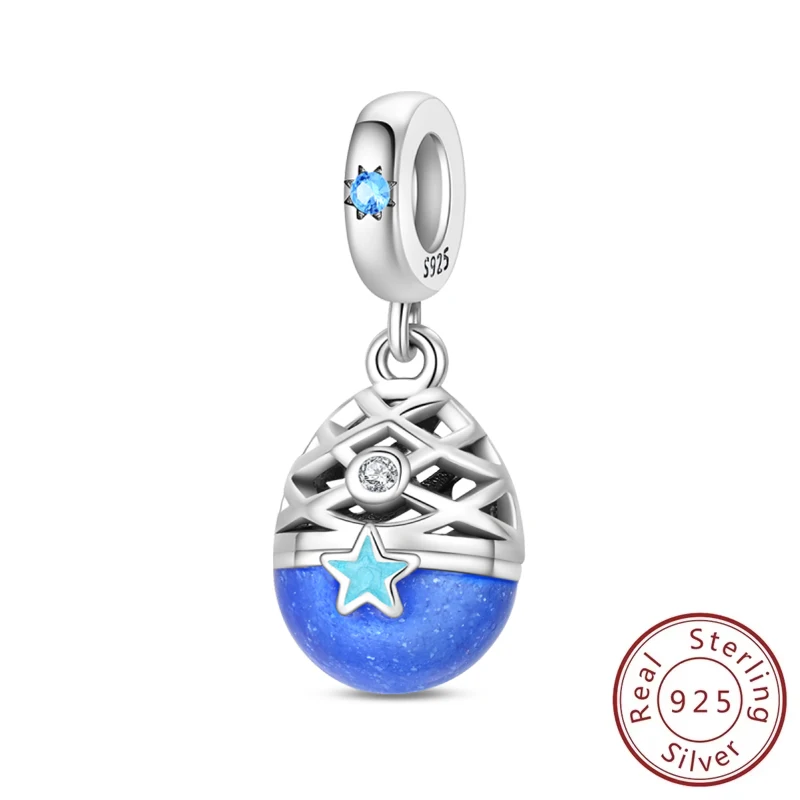 

Original Charms Beads 925 Sterling Silver Star Easter Egg Beads Can Be Opened Pendant Fit Necklace Bracelet Women Jewelry Gifts