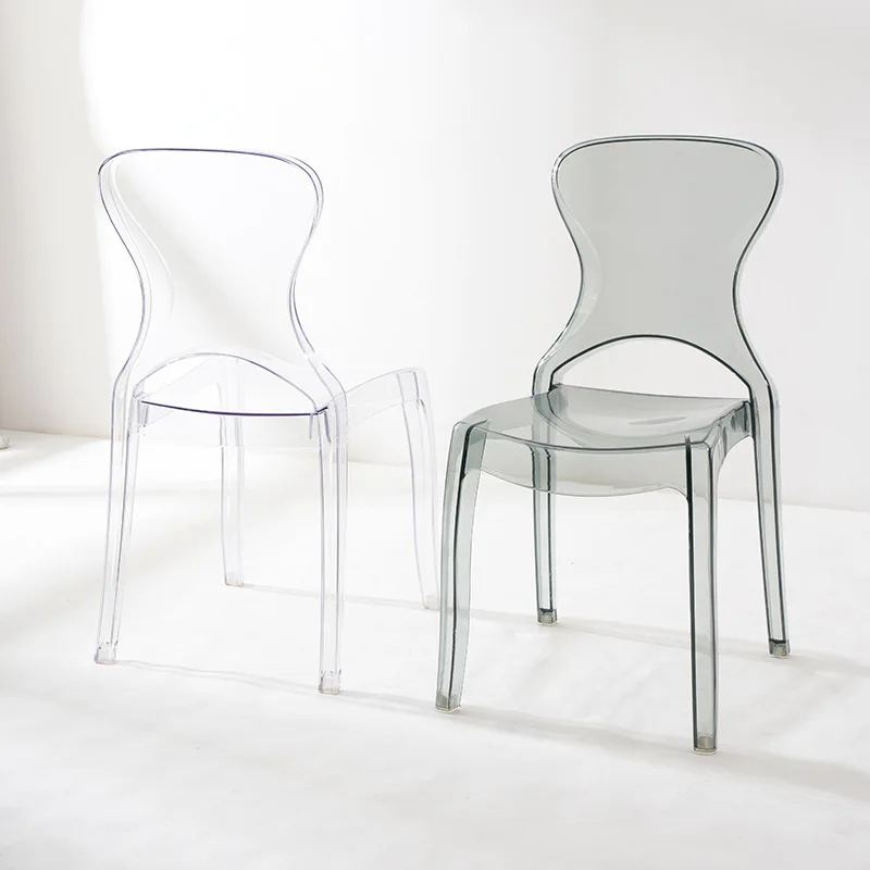Nordic acrylic transparent dining chair  creative plastic stackable cafe armchair negotiation chair