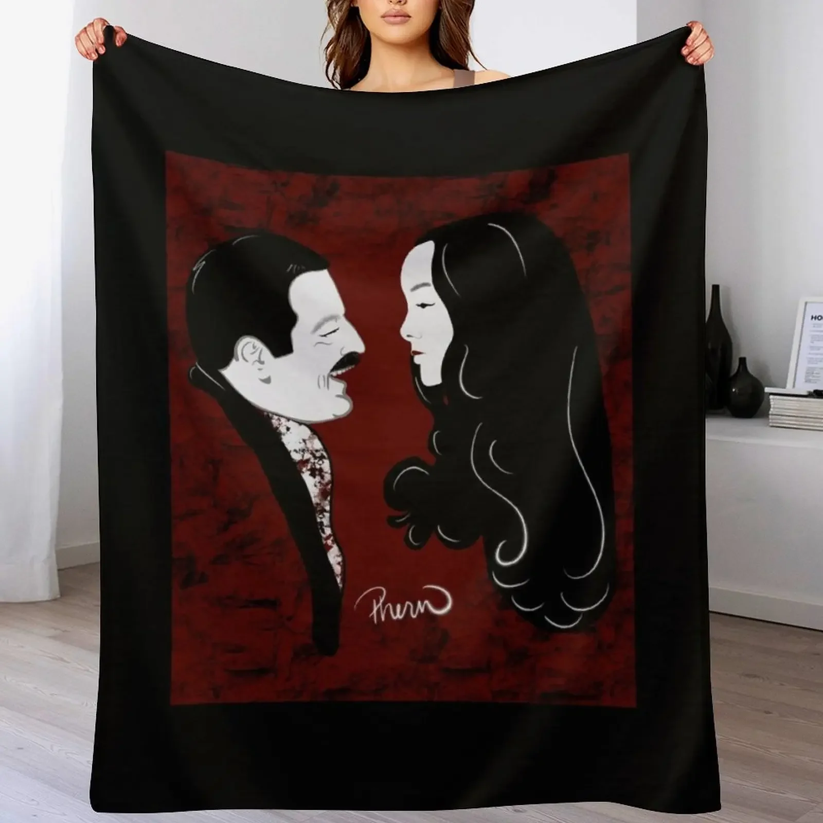 

Morticia and Gomez Adams Lovers Throw Blanket Softest Warm Luxury St Heavy Blankets