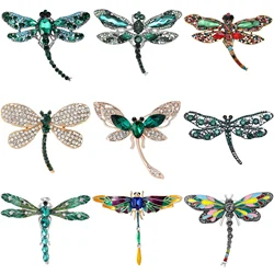 Rhinestone Dragonfly Brooches for Women Unisex Glass Insect Pins Banquet Party Backpack Gifts Jewelry Accessories