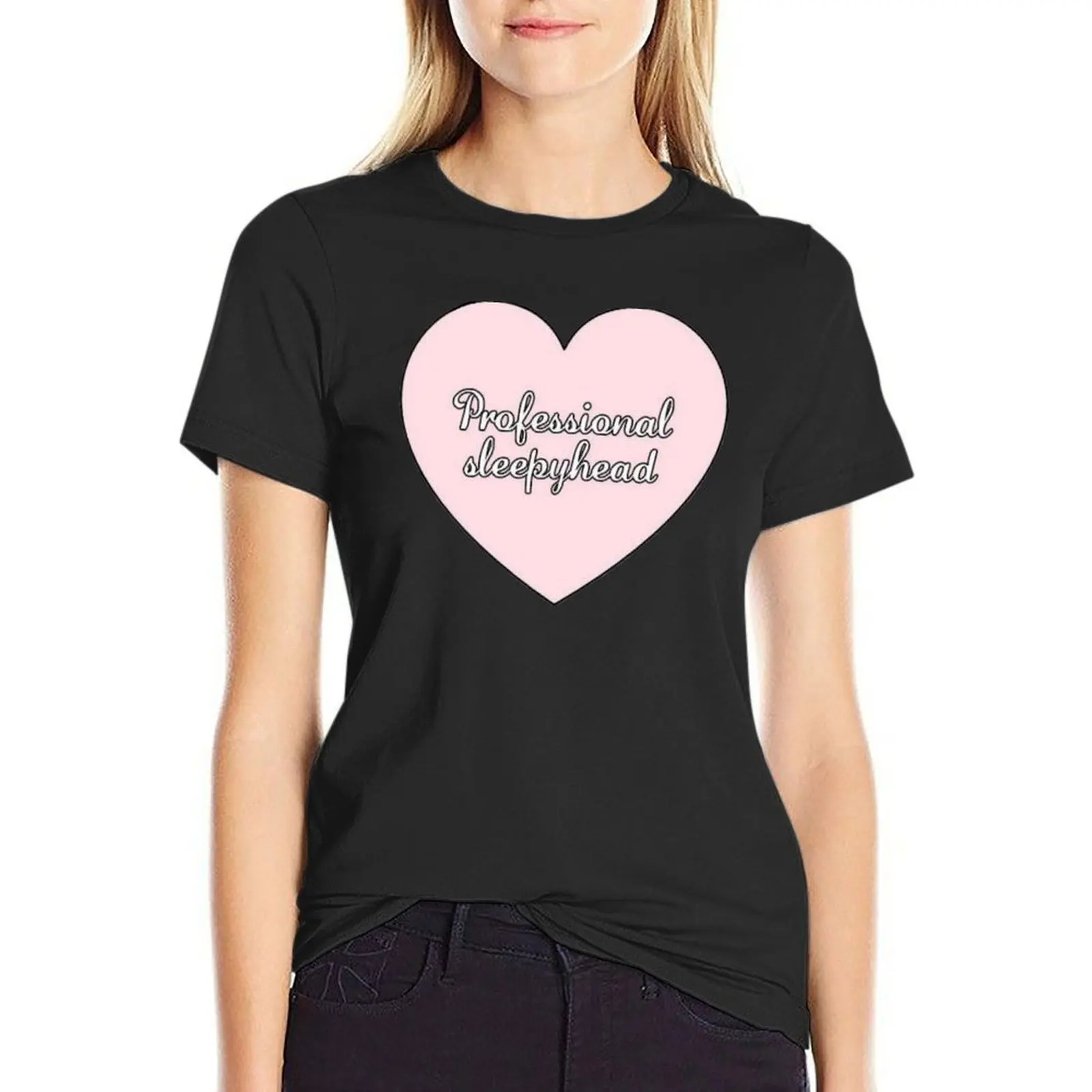 

Professional Sleepyhead Cursive Heart Aesthetic T-Shirt blanks Female clothing graphics shirts graphic tees Woman fashion