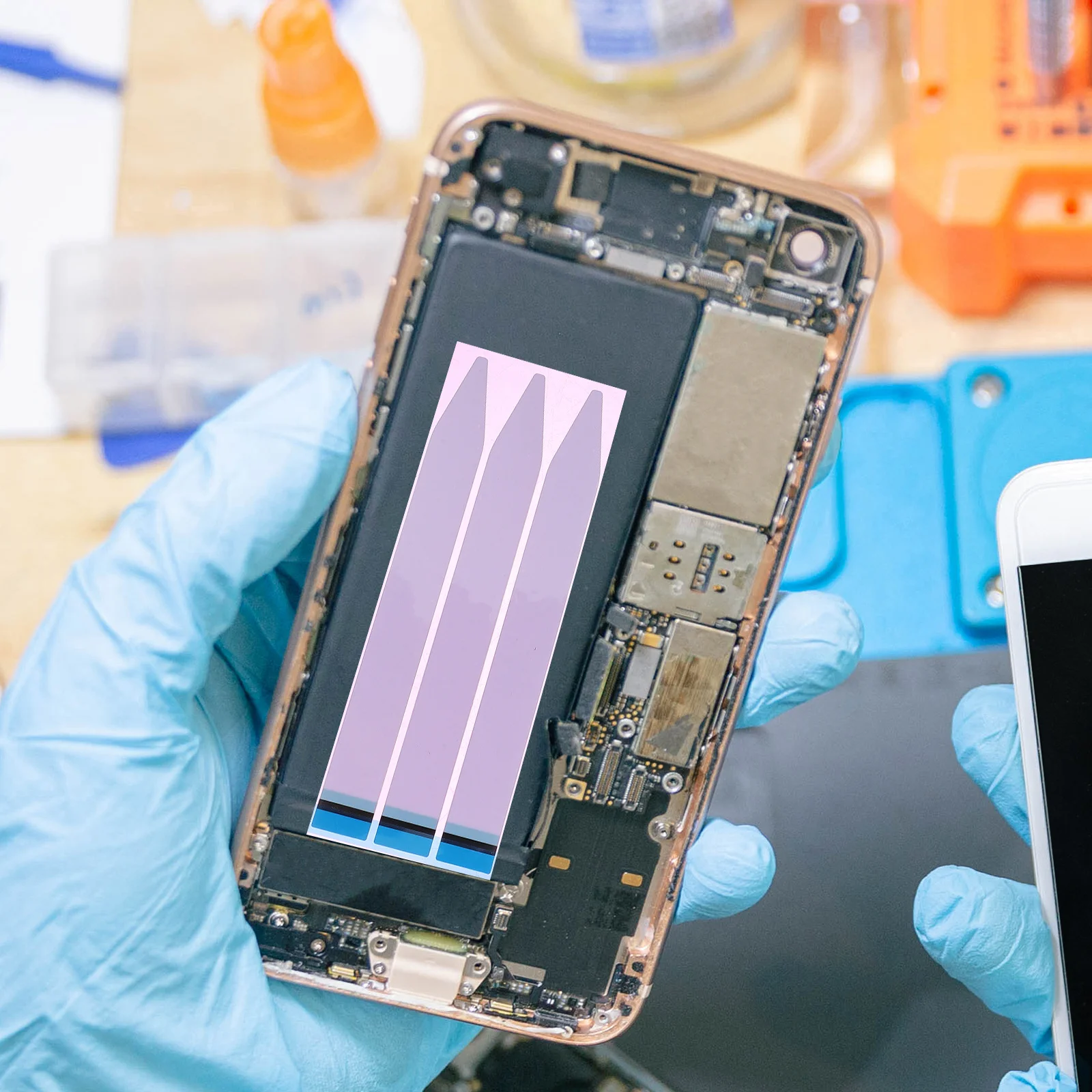 

8 Sheets Replacement Adhesive Strips Strong Sticky Phone Tapes for Easy Installation No Residue Removal