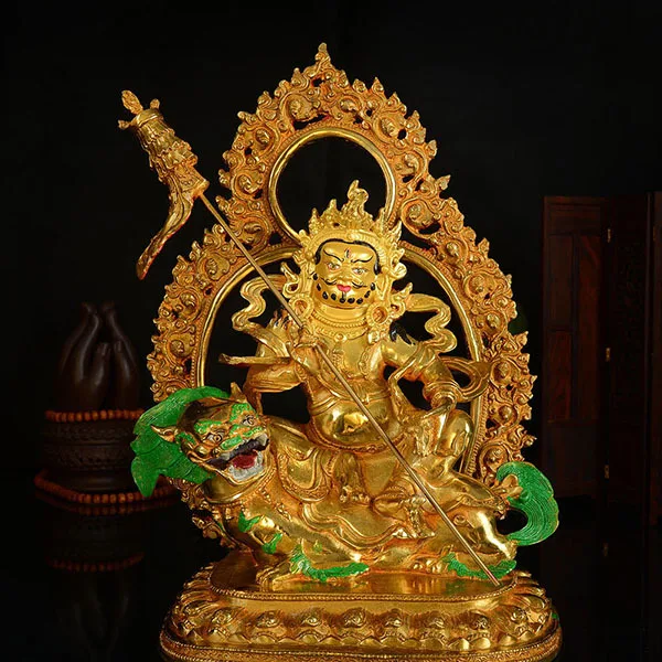 GOOD # 35 Large HOME House efficacious Talisman Buddhism gilding brass the God of Wealth vaisravana Buddha statue