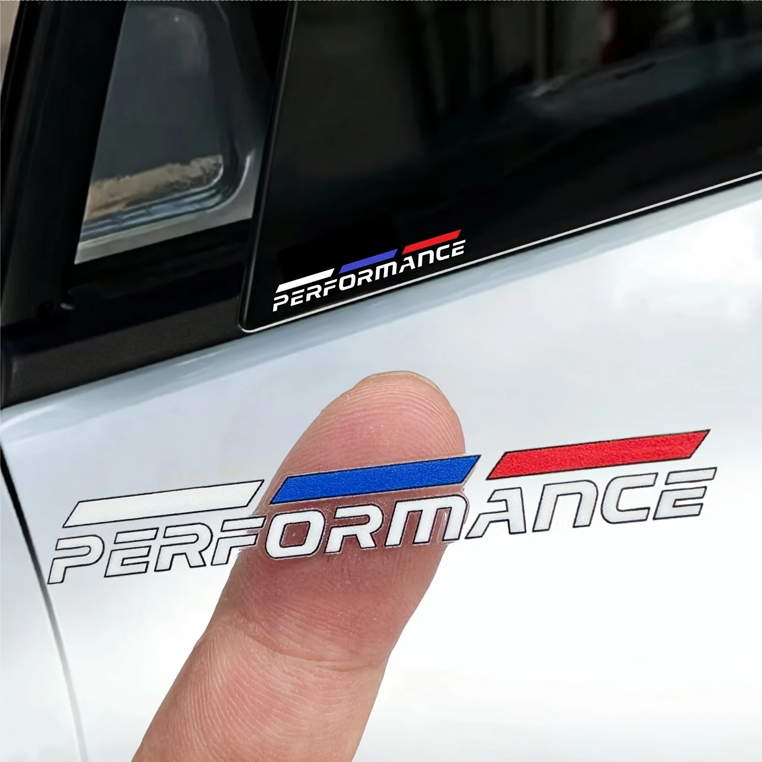 Waterproof Self Adhesive White Blue Red Stripe Performance Vinyl Decal Badge Personal Decor For Car Side Window Bumper And Body