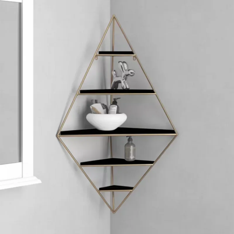 تخزين حديد مثبت على الحائط من الشمال إطار زاوية بسيط لغرفة المعيشة رف كتب متعدد الوظائف لغرفة النوم أو منظم غرفة الأطفال #3