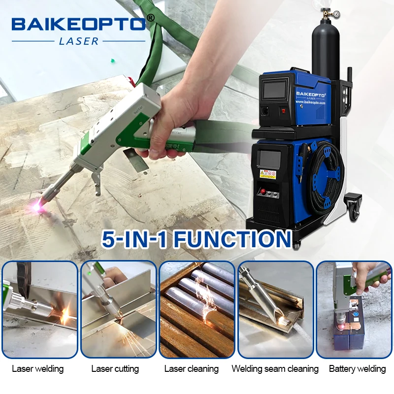 800W Handheld Fiber Laser Welder 5-in-1 High-Efficiency Metal Welding Cutting Cleaning Battery Welding with Air Cooling System