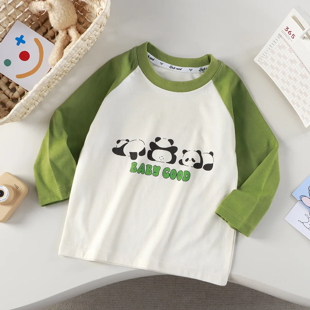 2026 New A Class Pure Cotton Long Sleeve T Shirts Cute Cartoon Tops Single Piece Outfits For Baby Boys Girls Kids