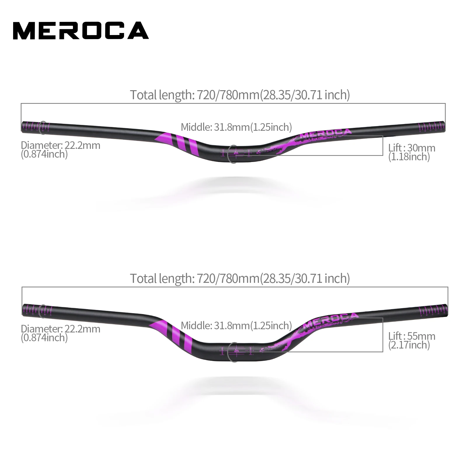 MEROCA دراجة المقود 31.8 مللي متر ارتفاع 30 مللي متر/55 مللي متر طول 720 مللي متر/780 مللي متر عالية القوة سبائك الألومنيوم ل الجبلية دراجة اكسسوارات