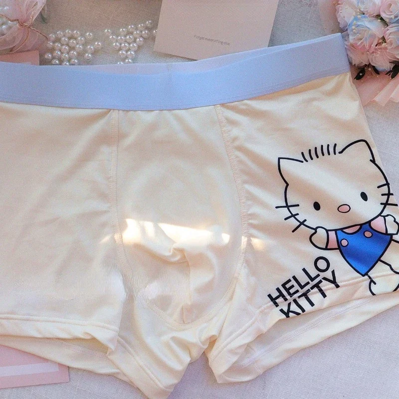 Hello kitty men\'s new personalized fashionable cute creative cartoon comfortable breathable mid-waist boxer briefs holiday gift