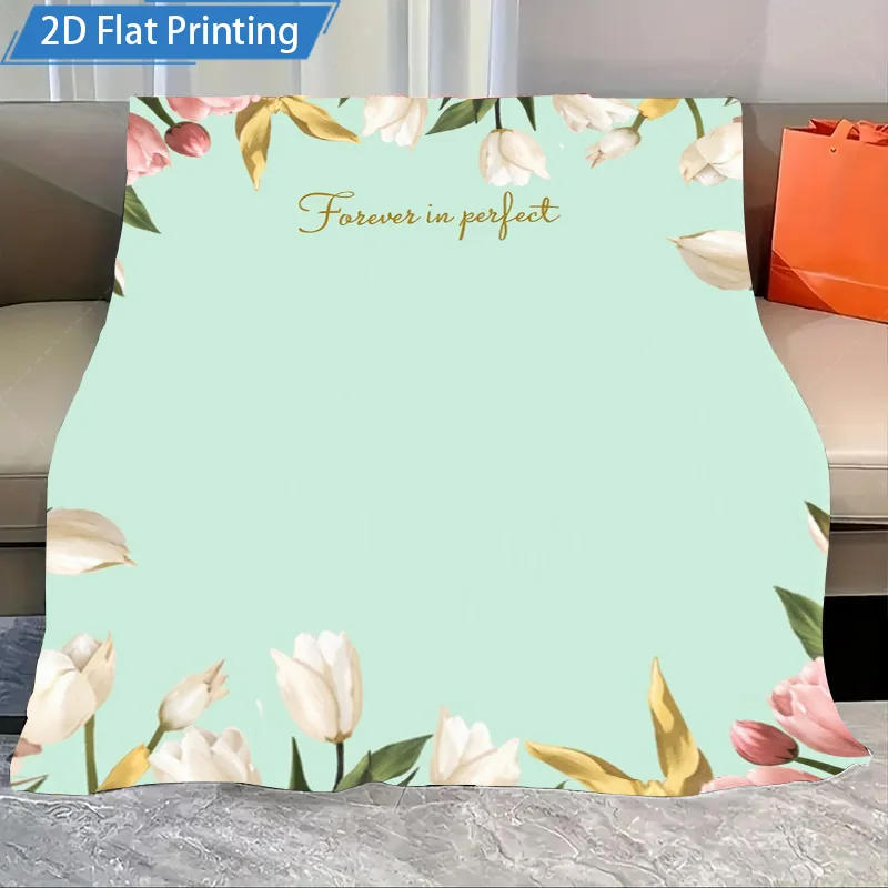 

1 шт. фланелевое одеяло с цветочным принтом тюльпана, мягкое, уютное, пледы, дивана, декор для дома, гостиной, удобное теплое одеяло