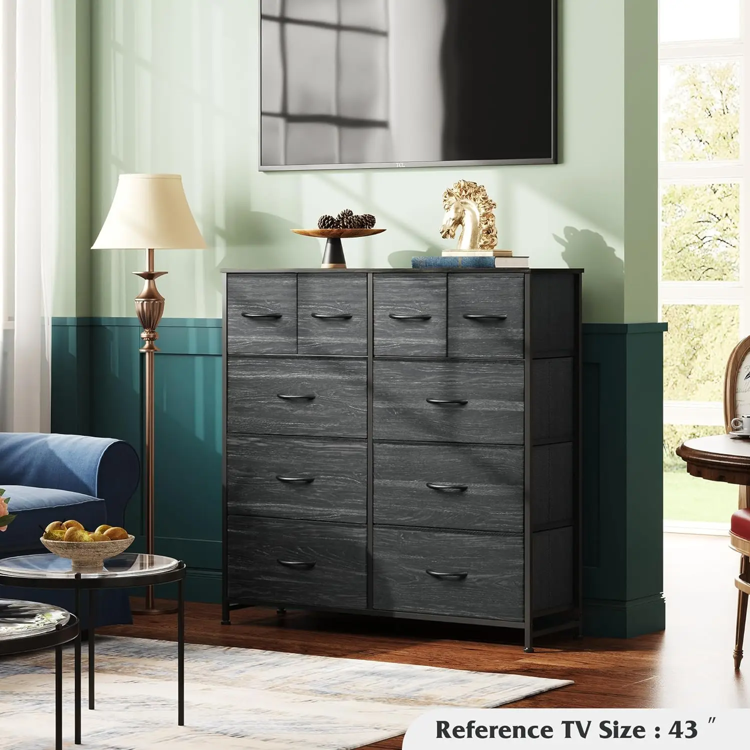 

Fabric Dresser for Bedroom, Storage Drawer Unit,Dresser with 10 Deep Drawers for Office, College Dorm