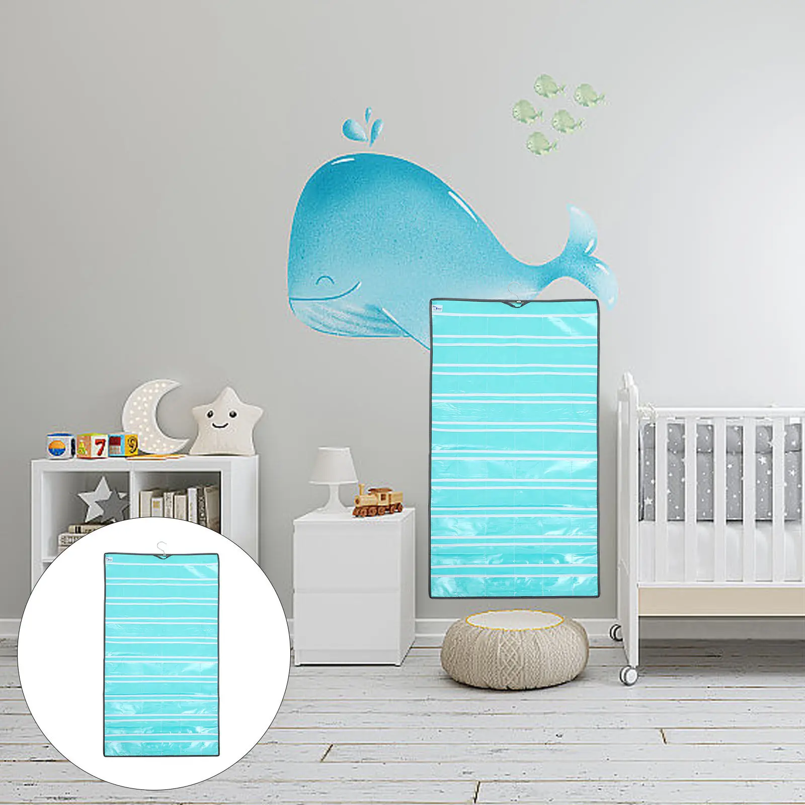 

Learning Pocket Chart Classroom Storage Holder Transparent PVC Cloth Hanging Organizer for Flash Cards Cell Phones Office
