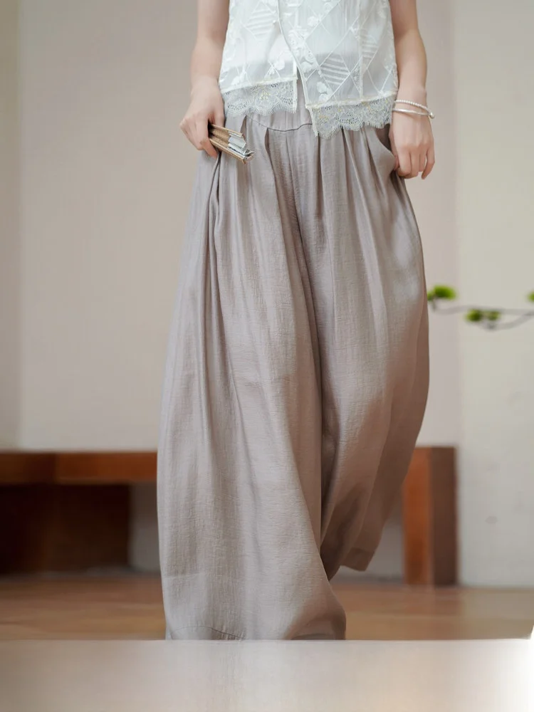 

Original Comfortable Wide Leg Pants for Women Casual Loose Commute Sle High Waist Long Pants Dra Feel Summer New Arrival