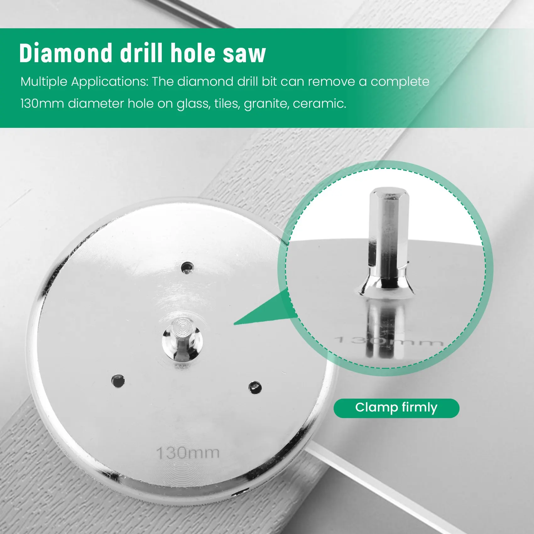 FYBL 130mm/5Inch Diamond Drill Bits Hole Saw Hollow Core Drill Bit for Glass Porcelain Tiles Marble Granite